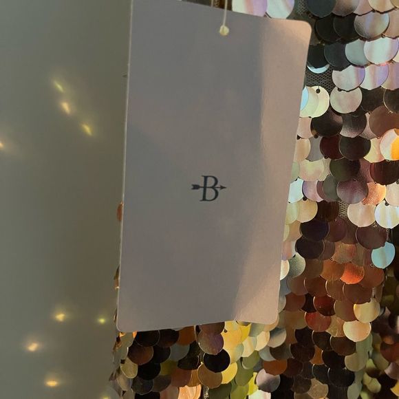 BHLDN Green and Gold Sequin Strapless Sheath Dress - Picture 6 of 10